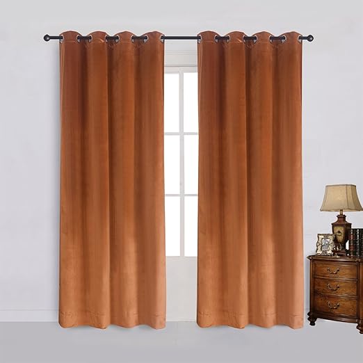Amazon Com Super Soft Rustic Velvet Curtains Pair Blackout Drapes