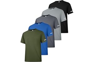 HIBETY Men's 1 or 5 Pack UPF 50+ Sun Protection Rash Guard, Lightweight Quick Dry Fishing Athletic T-Shirts