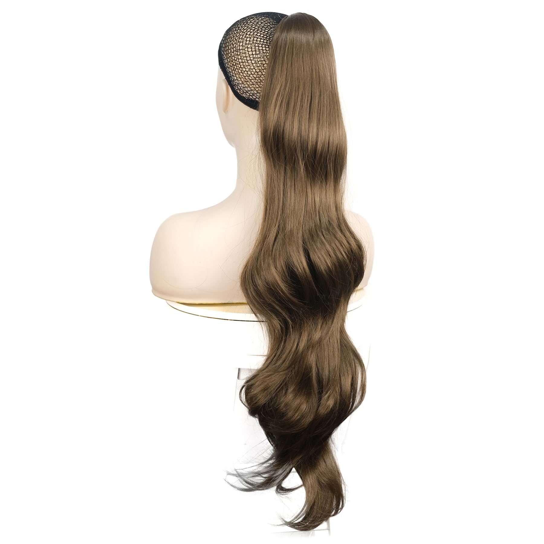 Lydell 24" Long Straight Wavy Ponytail Hairpiece Styled Clip In Claw Synthetic Hair Extension with a jaw/claw clip 12 Golden Brown