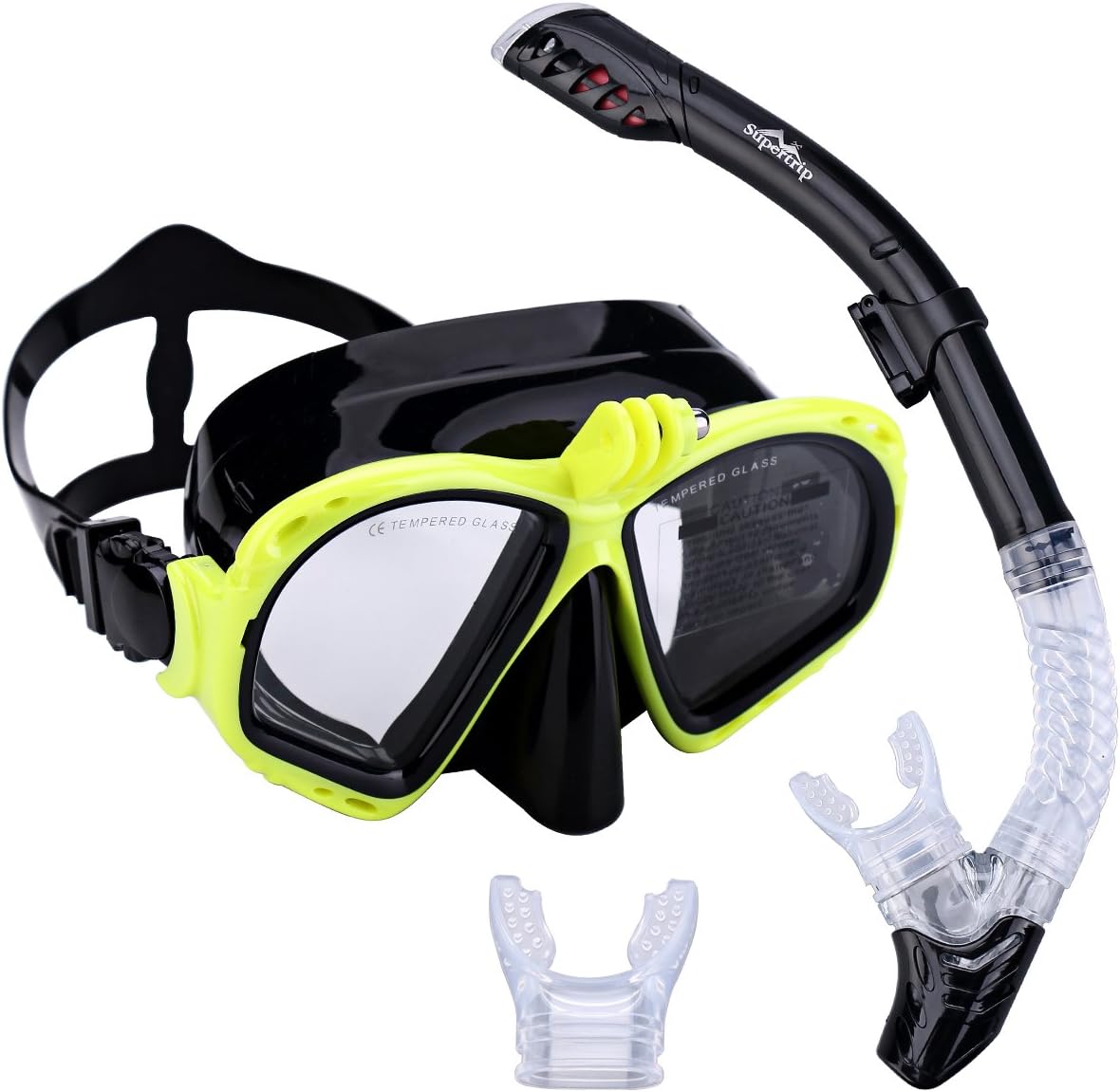 SUPERTRIP Premium Snorkel Set Adult with 2 Mouthpieces Diving Mask