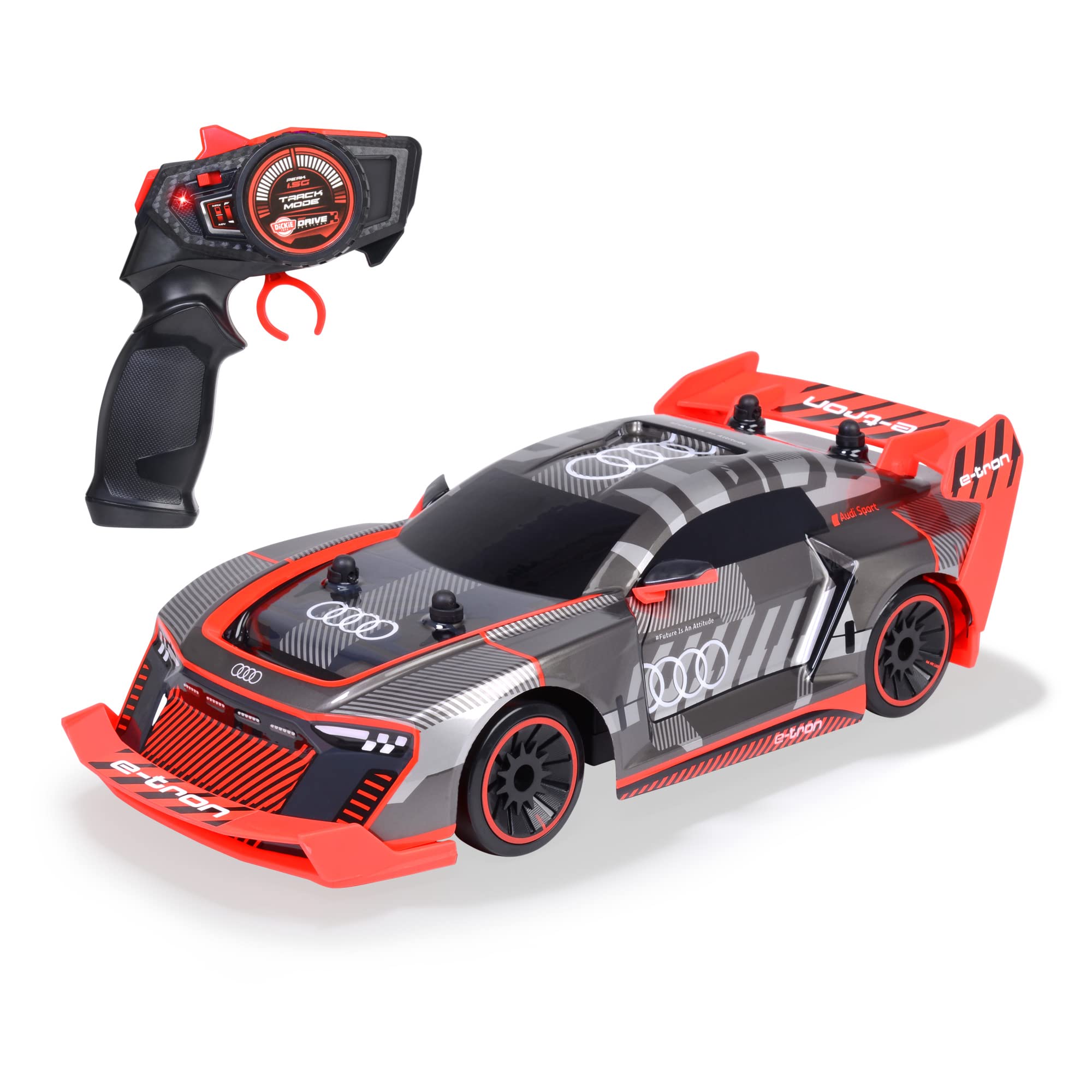 Dickie Toys - RC Audi S1 E-Tron Quattro Drift Car (30 cm) - RC Car with 2-Channel FS Remote Control (2.4 GHz) and 4-Wheel Drive - Remote Controlled Car for Children from 6 Years, up to 12 km/h