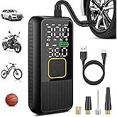 Pwperry Tire Inflator Portable Air Compressor, 4X Faster 150PSI Smart Air Pump for Car Tires with Digital Pressure Gauge, Portable Fast Tire Inflator for Car, Bike, Motorcycle, Balls