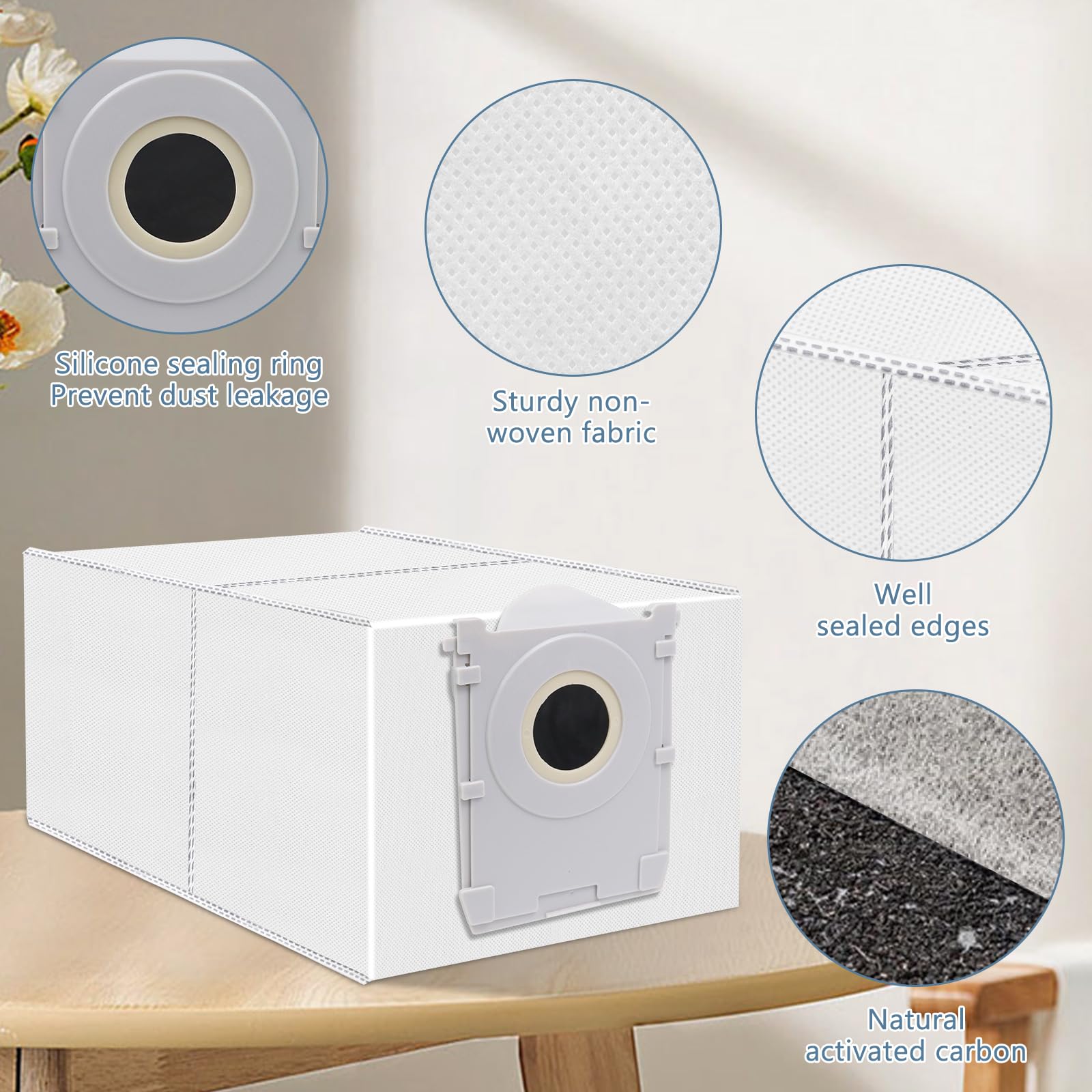 T50 Staubbeutel für Ecovacs X8/X9 PRO Omni/T50 Pro Omni//Gen2/Gen3,T50 Max Pro/T50 Omni/T80/T80S/T30C Saugroboter,Aktivkohle Staubbeutel Zubehör,10 Stück 3L Kapazität Staubsaugerbeutel 4