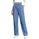 Love Welove Fashion Jeans for Women Wide Leg High Waisted Elastic Waist Pull On Plus Size 3XL Comfort Denim