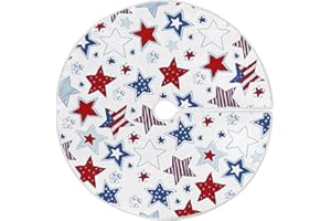 SUABO Vintage Flag Stars 48 Inch Christmas Tree Skirt, Soft Xmas Tree Mat for Party Decoration Holiday Decor Christmas Decorations Indoor Outdoor