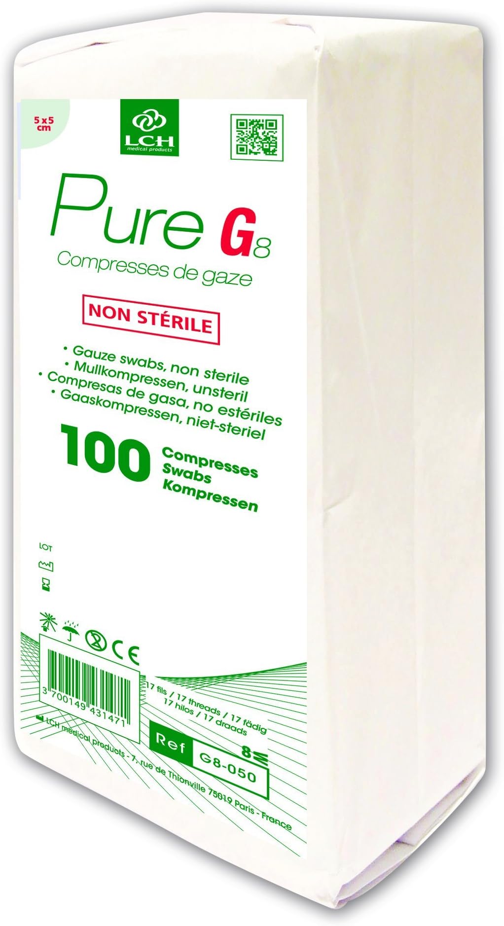 LCH Non-Sterile Gauze Compresses, 5 x 5 cm