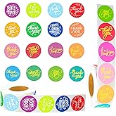 CUTELIILI 1000Pcs Thank You Stickers(2 Rolls, 500 Pcs/Roll, 16 Designs), 1 Inch for Packaging, Children Reward, Small Business, Self-Adhesive Labels for Envelopes, Gift Wrap, Craft
