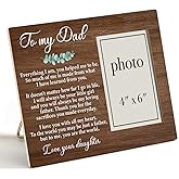 Zauly to My Dad Wooden Picture Frame Gift from Daughter, Father Love Quote Wood Photo Frame Gifts for Father's Day Birthday Christmas, Tabletop and Wall Mounting, 4x6 Inch Photo