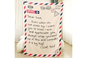 PRINTWOO Fathers Day Blankets Gifts for Dad from Wife Daughter Son, Letter Warm Soft Throw Blankets for Dad, Dad Birthday Gifts, Father Blankets, I Love You Dad Blankets, 70"x 50"
