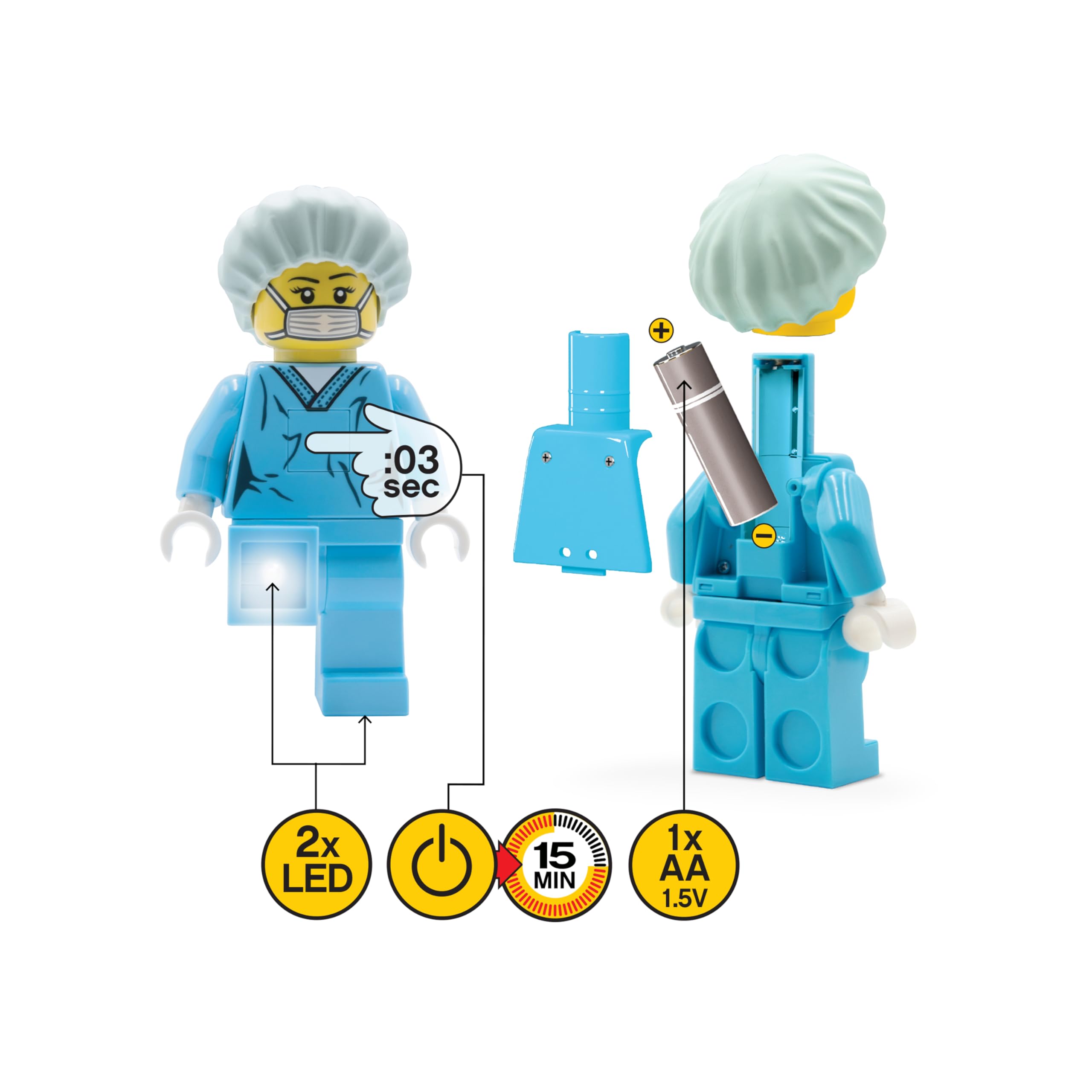 Lego Classic Surgeon Torch (TO45) - Large 5 Inch Tall Flashlight