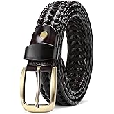 Zentavi Genuine Leather Braided Belts for Men, 1 3/8" Casual Woven Belt, Jeans Golf Dress Pants, Gift Box