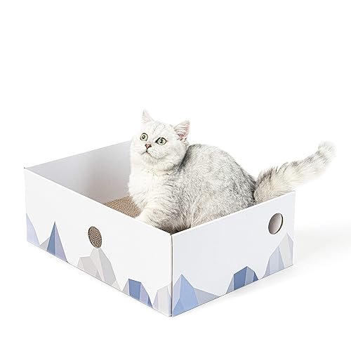 Cat Scratcher Box with Cat Scratching Pad, Cardboard Lounger Heavy