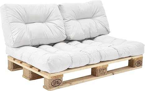 En Casa Kissen Set Mit Sitzauflage Und Ruckenkissen Fur Euro Paletten Sofa Diy Mobel Fur Wohnzimmer Und Wintergarten Weiss Amazon De Kuche Haushalt