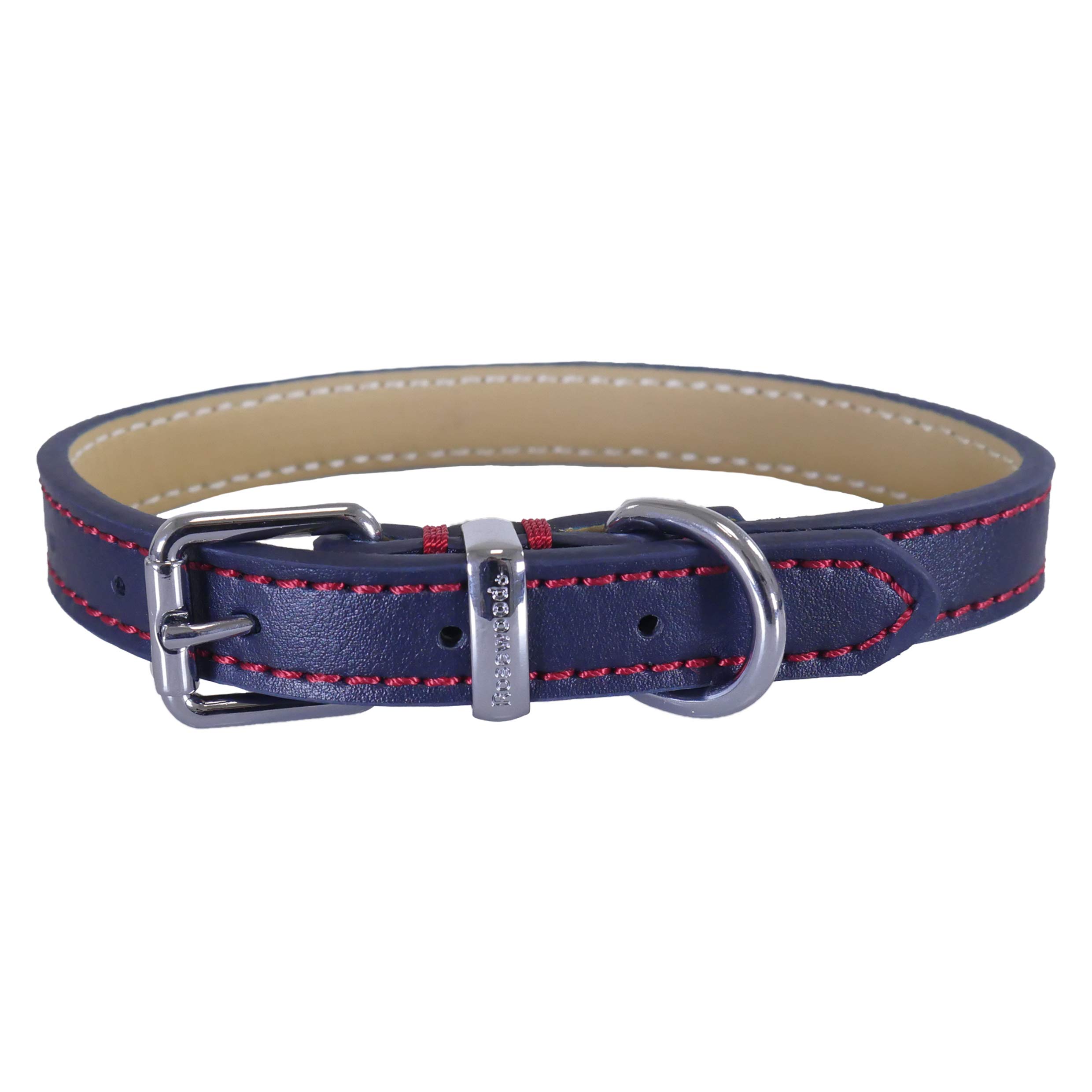 Rosewood Navy leather dog collar 18-22", L โ image 1