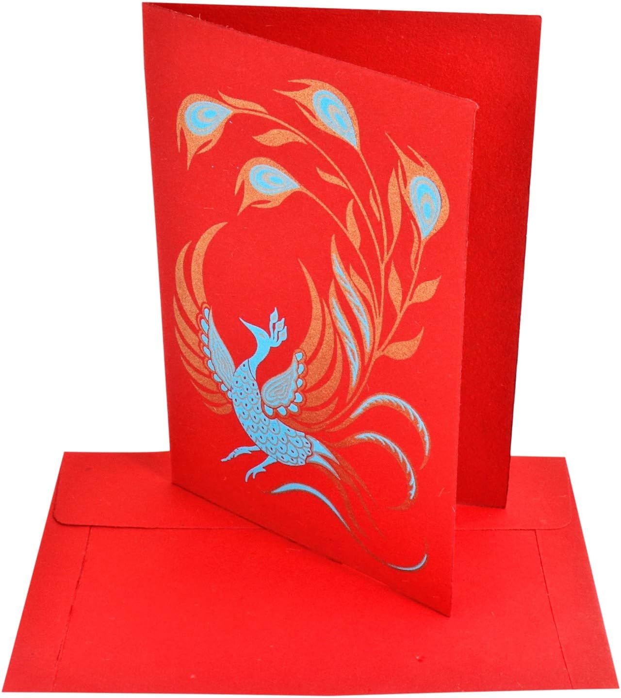 Purpledip Paper Card-Envelope Pack (Set of 10) 'Merry Peacock': Handmade Organic Paper Cards 6 * 4 inches for Personalized Greetings (11455) - Image 3