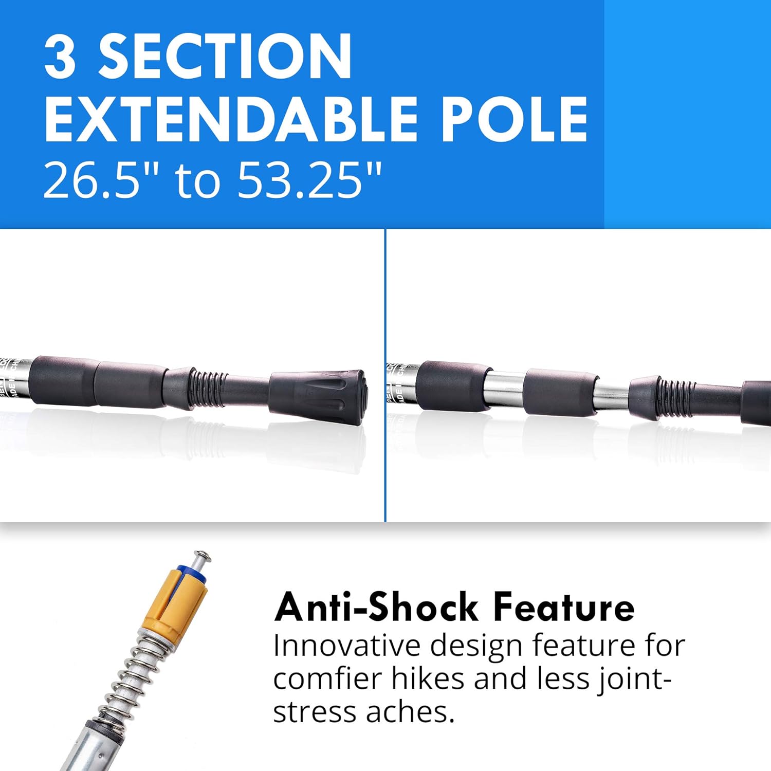 Bafx Products Trekking Walking Hiking Poles Adjustable for All Heights, Durable & Lightweight Aluminum : Sports & Outdoors
