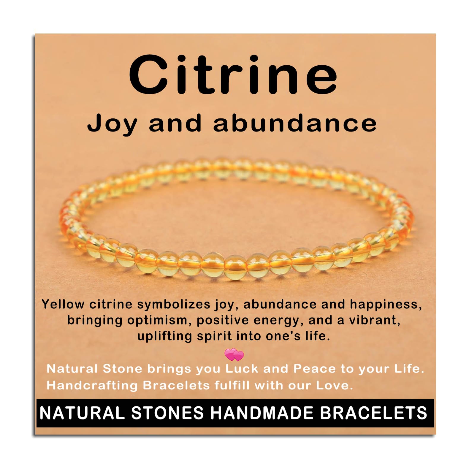 AD Beads Handmade Gemstone Stretch Elastic Bracelet