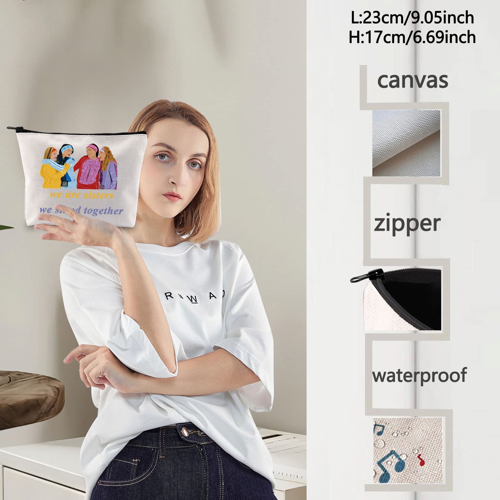 LEVLO Cheetah Sisters Cosmetic Make Up Bag Galleria & Chanel & Aqua & Dorinda Fans Inspired Gift We Are Sisters We Stand Together Makeup Zipper Pouch Bag For Women Girls, We Are Sisters, Cosmetic Bag