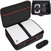 GMAK Hard Shell Carrying Case for PS5, Protective Case Travel Bags Compatible with Playstation 5, DualSense Controllers, Base, Cords and Other Accessories, EVA Storage Bag with Shoulder for PS5, Black