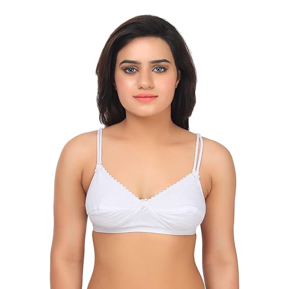 Women's Cotton Comfort Fit Bra Set (White) - Pack of 3