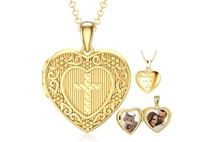 SOULMEET 10K 14K 18K Solid Gold Personalized Sunflower/Starburst/Cross/Rose/Lotus/Butterfly/Turtle/Celtic/Bee Heart Locket Ne