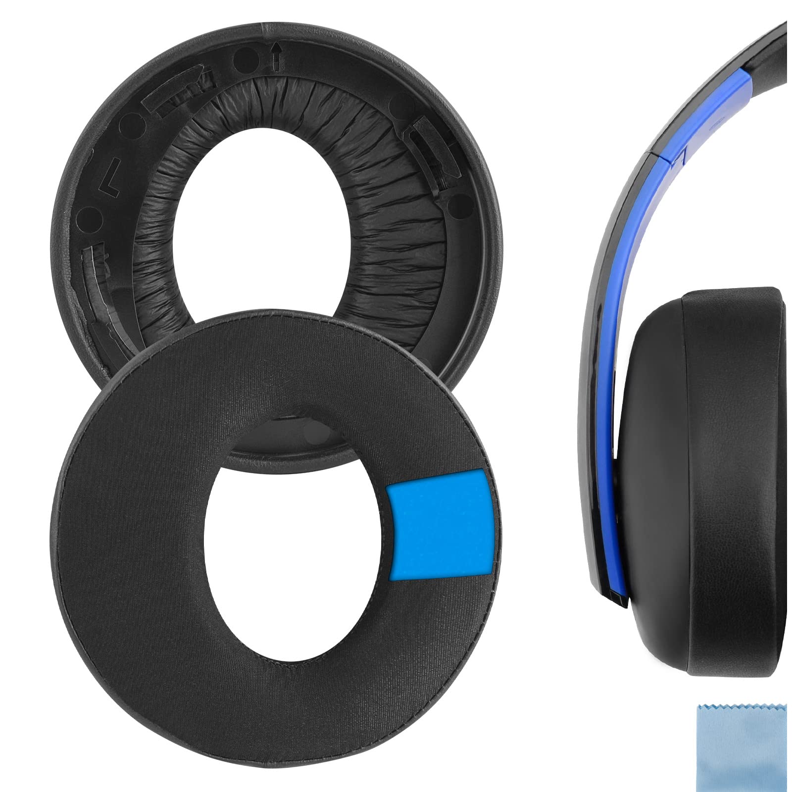 Geekria Sport Cooling Gel Replacement Ear Pads for Sony PlayStation Gold Wireless Stereo, CECHYA-0083 Headphones Ear Cushions, Repair Parts (Black)
