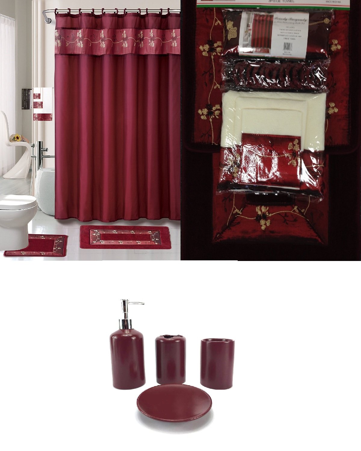 22 Piece Bath Accessory Set Burgundy Red Buy Online In Guernsey At Desertcart