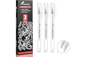 GETHPEN White Gel Pens, 1.0mm Extra Fine Point Gel Ink Pen Set – Opaque Archival Ink Pens for Black Paper Drawing, Bullet Journaling & Art Highlight & Artists Drawing, 3 Pack
