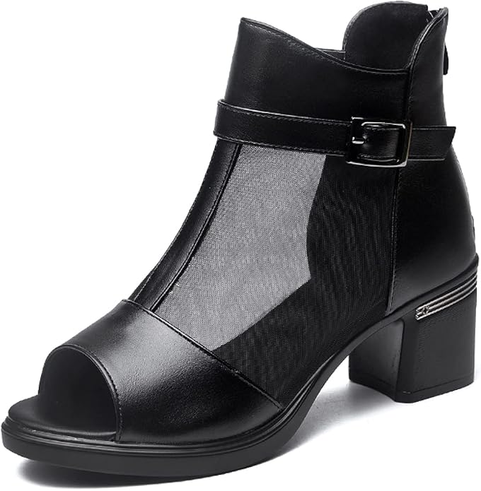 Amazon.com | Woman Peep Toe Gladiator Sandals Summer Mesh Vamp with Back Zipper Comfy Anti-Slip 
