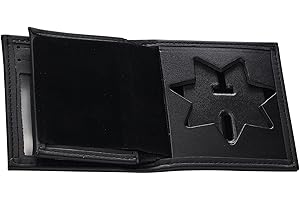 Perfect Fit Shield Wallets Arizona 7 Point Star San Francisco Corrections Style Badge and ID Case Bi-Fold Hidden Badge Wallet (Cutout PF-382) Black Leather