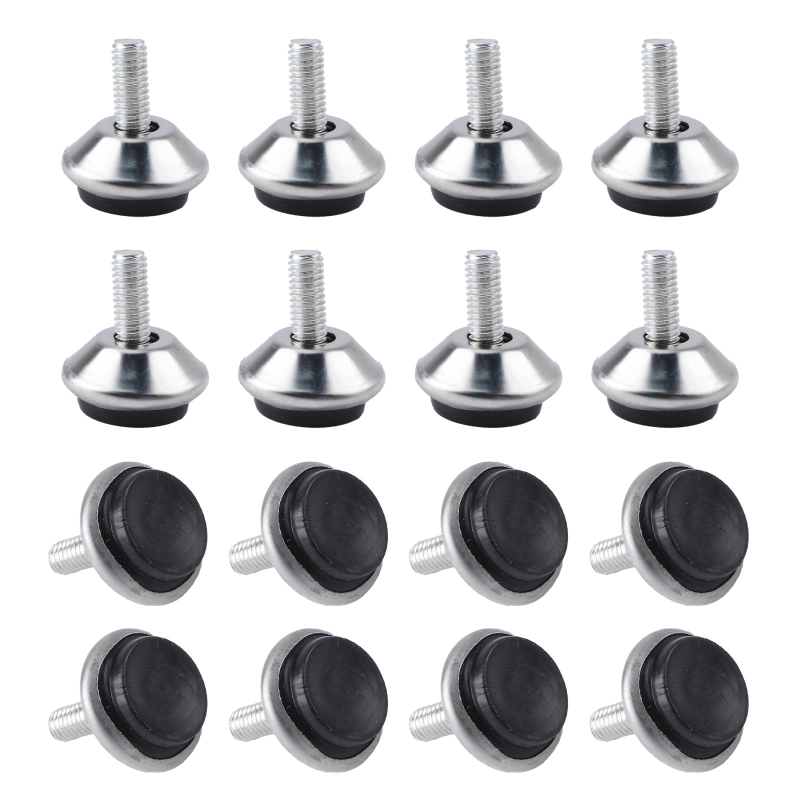 MOROBOR M6 Screw in Adjustable Furniture Levelers, 16pcs Stainless Steel Screw Foot Levelers Furniture Leveler Swivel Feet Screw On Furniture Glide Leveling for Table Chair Legs