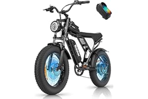 Ridstar Electric Bike for Adults Q20, 3000/1500W, 37/30MPH,52V 40AH,48V/20AH E-Bike,30-180 Miles Electric Motorcycle, 20" Fat Tire Dirt Bike, UL2849 All Terrain for Mountains, Snow, Sand, Road