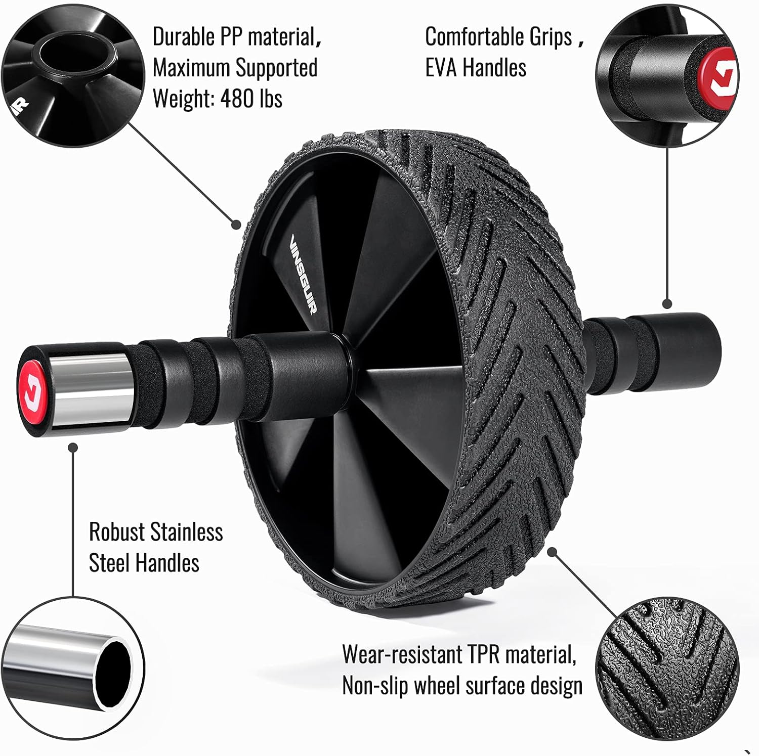 Ab Roller Wheel 3-in-1 Kit Set, Abs Workout Equipment for Abdominal & Core Strength Training, Exercise Wheels for Home Gym Fitness, Ab Machine with Resistance Band & Knee Pad Accessories : Sports & Outdoors