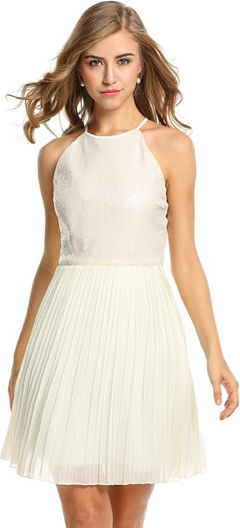 white sequin swing dress