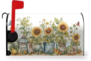 DACAWIN Summer Sunflower Mailbox Covers Magnetic Standard Size Yellow Sunflowers Floral Mailbox Post Cover Magnetic Waterproof Mailbox Decor Rustic Flowers Mailbox Wraps for Garden Yard 21 * 18 Inch