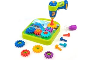 Educational Insights Design & Drill Gears Workshop - Construction Toys & Toddler Tools, Kids Tool Set with Real Electric Drill Toy, Take Apart STEM Set, Building Kits and Gifts for Ages 3+