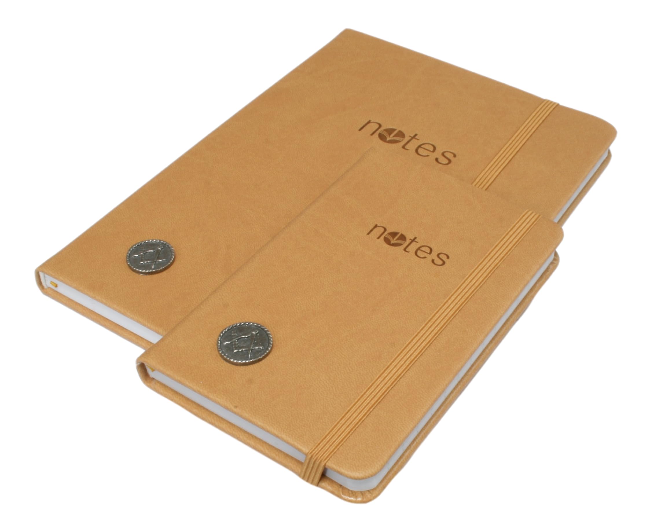 Masonic Pair of Yellow Pocket Sized & A5 Notebooks Notepads Gift