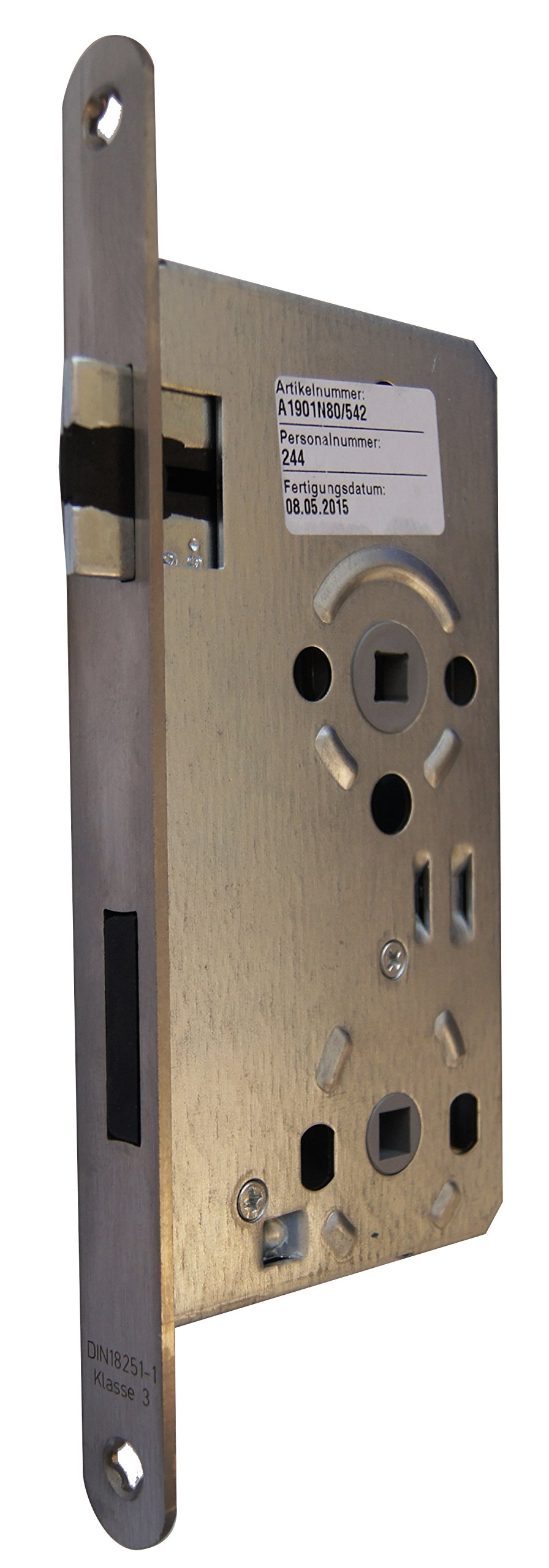 ALPERTEC Mortise Lock Lock DIN Right for Bathroom Doors Bathroom Stainless Steel Matt, Lock Strike Plate 20 mm Round Square 8 mm/Distance 78 mm, 36053230