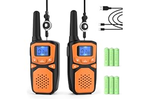 WokTok Rechargeable Long Range 2 Pack Walkie Talkies - 22 Channels VOX Scanning LCD Display - Ideal for Family Camping and Hiking