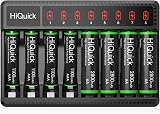 HiQuick 8 Slot Battery Charger with 4 AA 4 AAA Ni-MH + Type C 5V 2A Fast Charge view 2