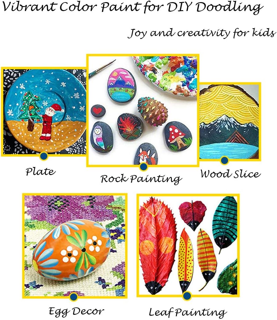 INK LAB Early Learning Kids Paint Set Washable Finger Paint Kit with Painting Brushes Apron Sponges for Toddlers Children Drawing, 6 Colors, 100ml/Can: Toys & Games
