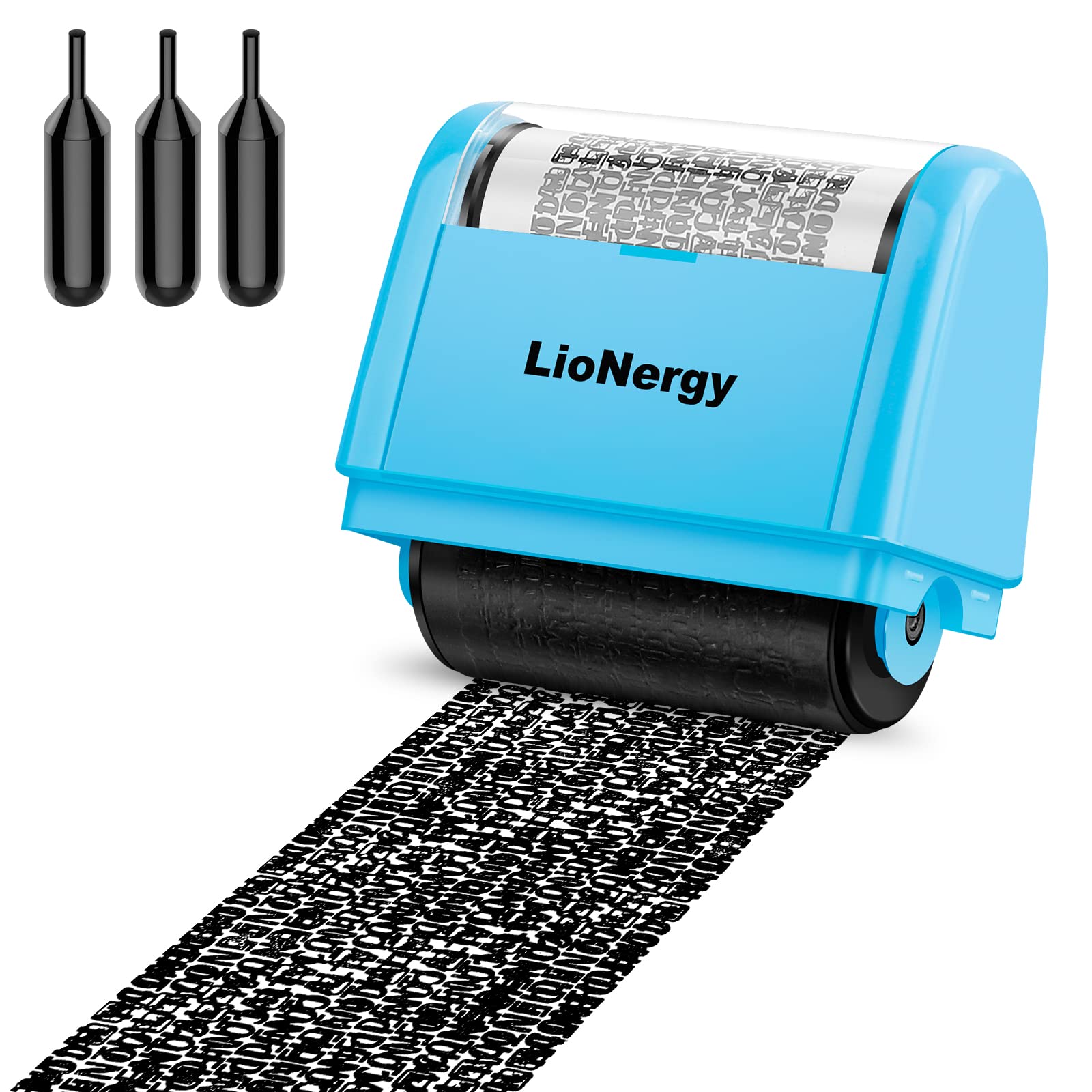 Identity Protection Roller Stamp LioNergy Roller Identity Theft Prevention Security Stamp with 3 Refills - Blue — image 1