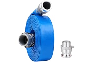 1-1/2" x 100ft PVC Lay Flat Discharge Hose With Aluminum Camlock C & E Fittings, Cam Lock Fitting Type F included, Heavy Duty