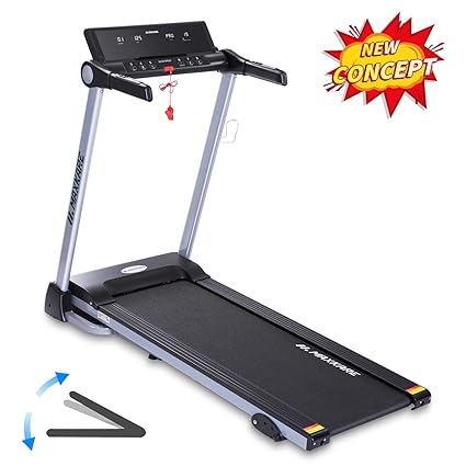 Maxkare Folding Treadmill Electric Motorized Running Machine With 15 Pre Set Programs 25hp Power 85 Mph Max Speed White Led Display And Mobile Phone