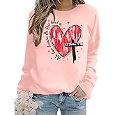 MYHALF Valentine Sweater for Women Love Heart Sweatshirts Dating Outfits Valentines Day Pullover Tops Lightweight Couple Gift