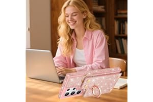 for Samsung Galaxy S24 Ultra Case Wallet [1*Screen Protector+Camera Protector][360°Ring Holder] with 5 Card Holder Glitter Sp