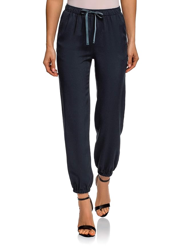 oodji Ultra Damen Viskose-Hose mit Bindebändern