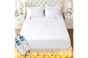 DAICO Heated Mattress Pad King Size Soft and Warm Cover 10 Heat Settings Electric Mattress Pad, 1-12H Auto Off, Fast Heated Mattress Topper Deep Elastic Pocket, 78X80, White