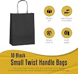 Thepaperbagstore 10 Black Small Paper Party Bags With Handles 18x22x8cm view 2