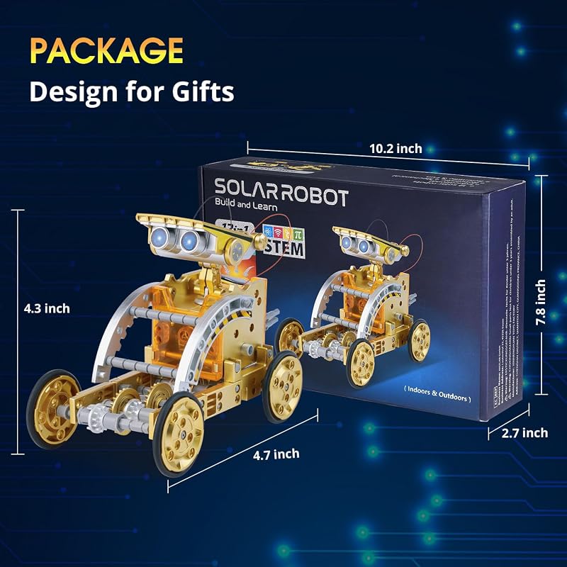 Robot Solar, Regalos para Niño 7 8 9 10 11 12 Años, Juguete y Kit de Robótica Educativos Ciencia Experimentos para Niños, Dorado